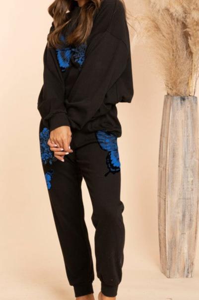 Butterflies print on both sides sweat pants